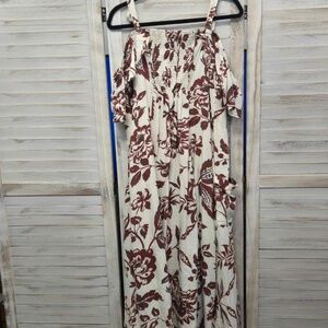 Anthropologie Oahu Floral Linen A-line Dress with Removable Straps Size 18W